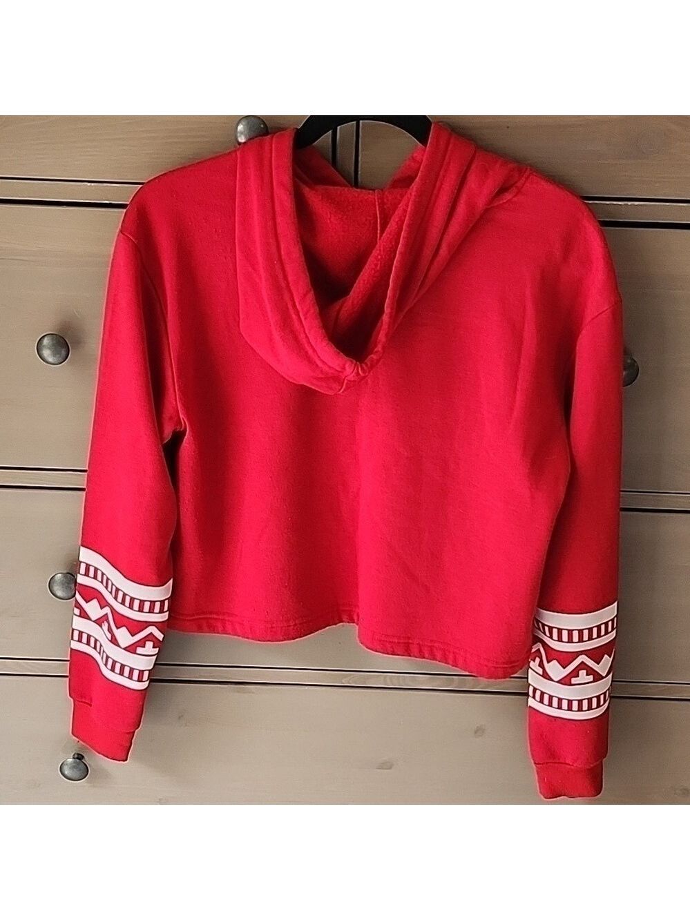 Coca Cola Christmas Hoodie Cropped Draw String  Womens / Juniors Size S - Picture 2 of 6